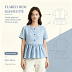 Casual Round Neck Short Sleeve Peplum Blouse Top