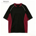 American Retro Color-Block Striped T-Shirt Raglan Sleeves