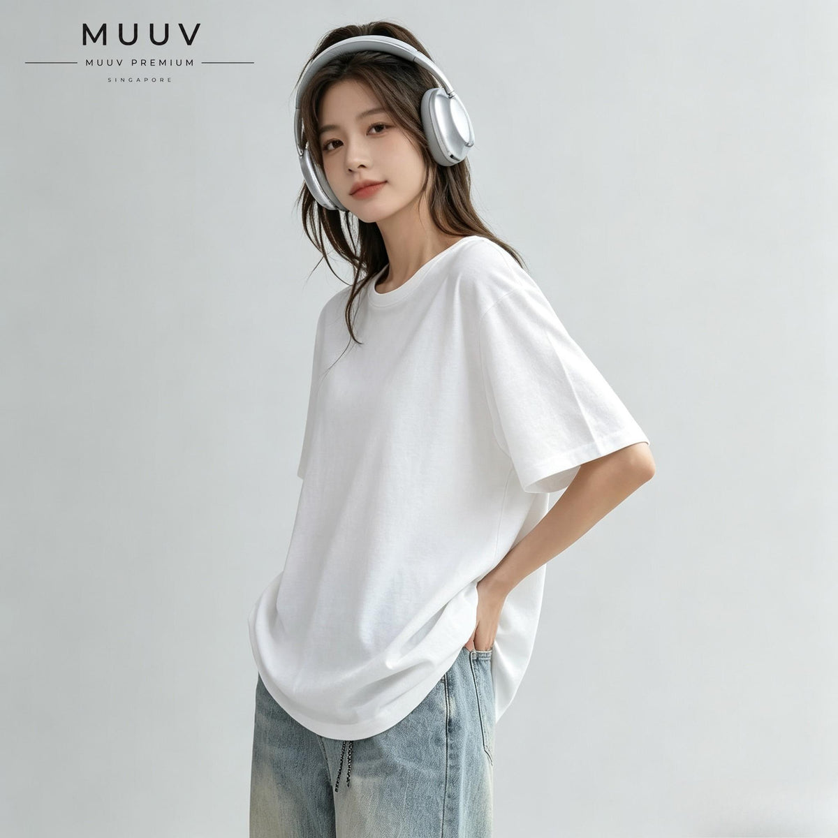 Unisex Oversized Round Neck Solid Cotton Short Sleeve Tee