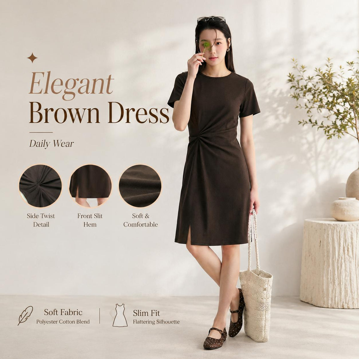 Ruched Waist Knit Dress