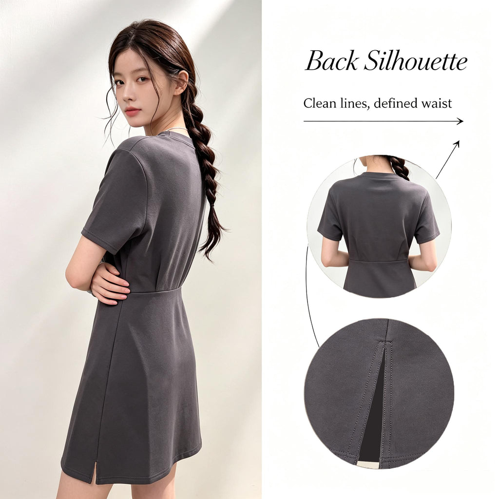 Short Sleeve Crew Neck Mini T Dress