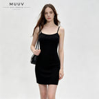 Ribbed Cami Mini Dress Spaghetti Strap Scoop Neck Slim Bodycon Fit Stretchy Soft Knit Fabric Casual Basic Sleeveless Short Dress Summer Daily Club Night Out Wear