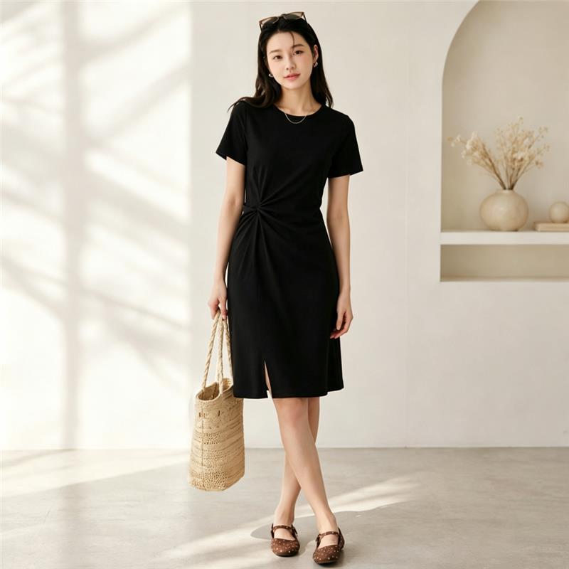 Ruched Waist Knit Dress