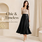 Women's High-Waist Satin A-Line Midi Skirt