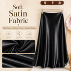 Women's High-Waist Satin A-Line Midi Skirt