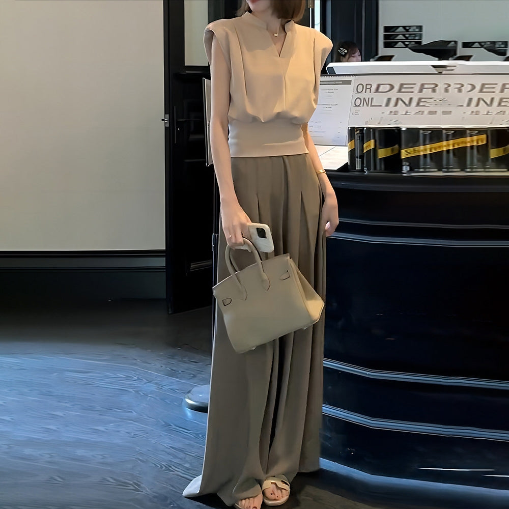 Women's High-Waist Wide-Leg Two-Piece Set