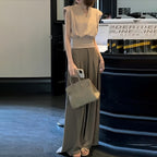 Women's High-Waist Wide-Leg Two-Piece Set