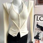 Women's V-Neck Long-Sleeve Top