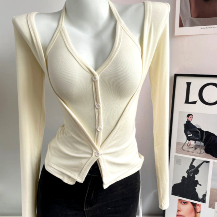 Women's V-Neck Long-Sleeve Top
