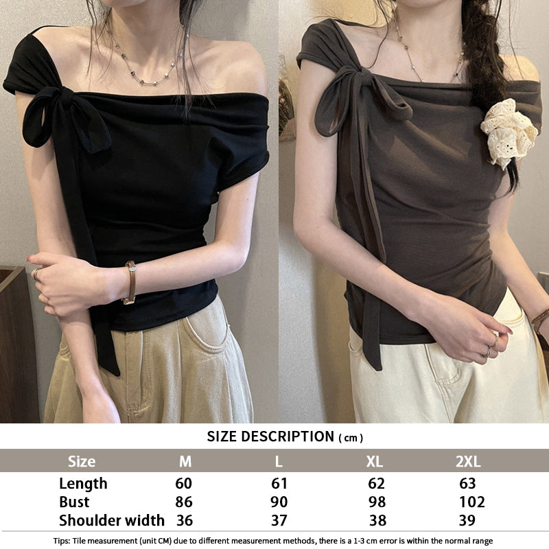 Women's Ribbon Tie-Up Short-Sleeve T-Shirt