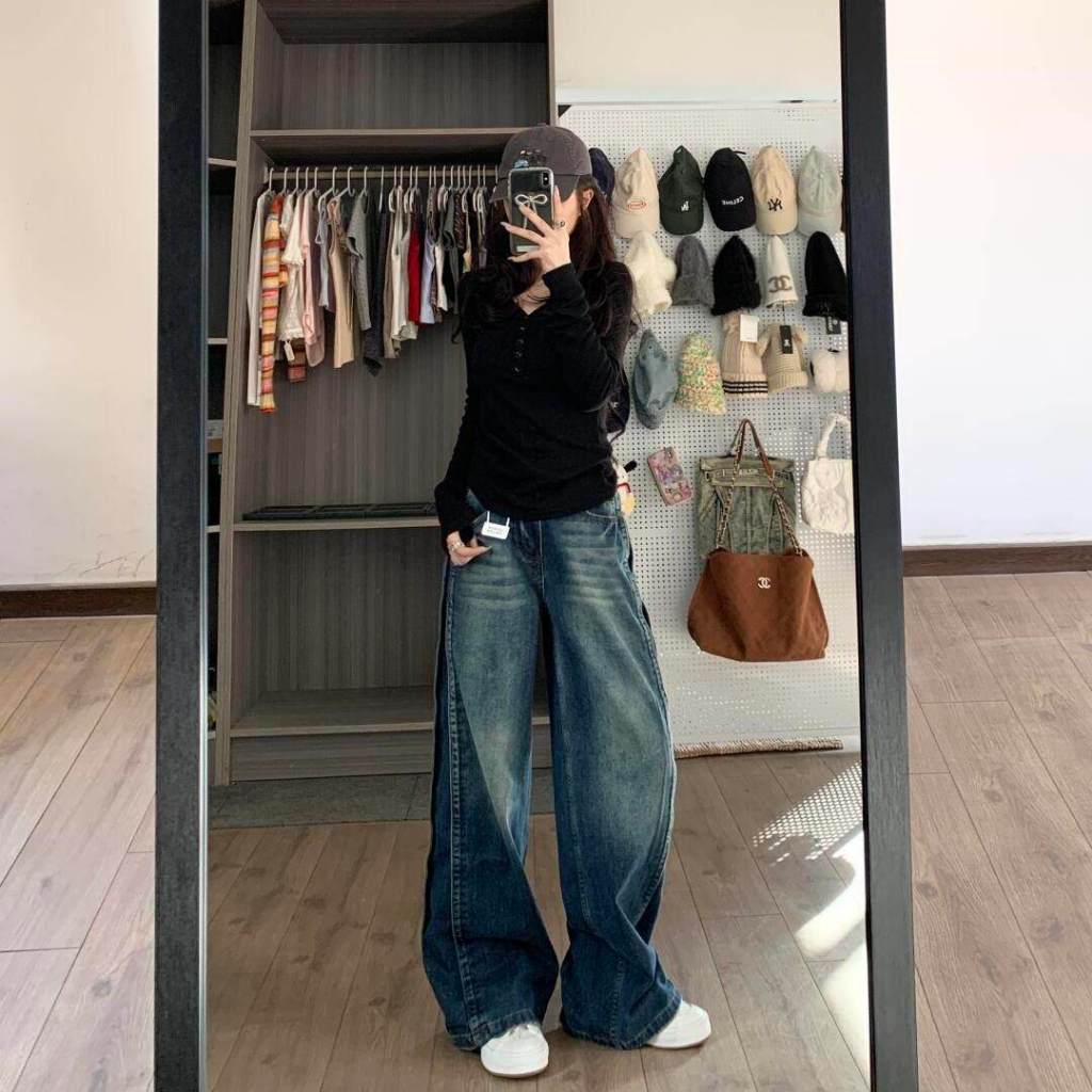 Women's Loose High-Waist Wide-Leg Jeans