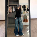 Women's Loose High-Waist Wide-Leg Jeans