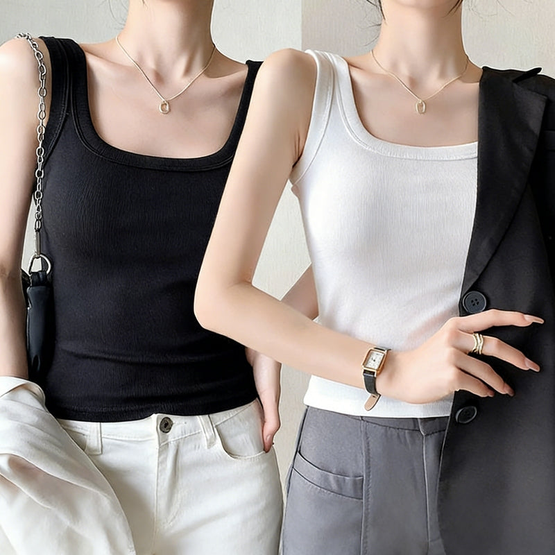 Women's Ribbed Square-Neck Camisole