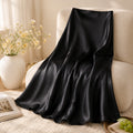 Women's High-Waist Satin A-Line Midi Skirt