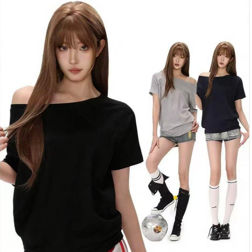 Women's Loose Off-Shoulder Short-Sleeve T-Shirt