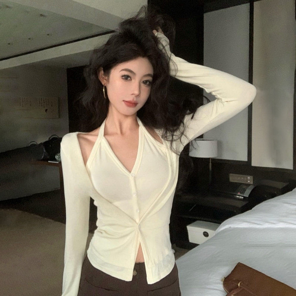 Women's V-Neck Long-Sleeve Top