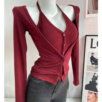 Women's V-Neck Long-Sleeve Top