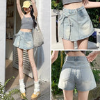 Women's High-Waist Bodycon Denim Mini Shorts