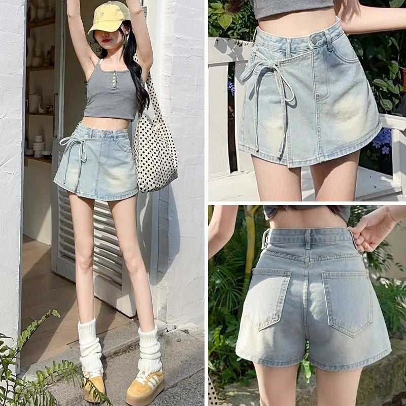 Women's High-Waist Bodycon Denim Mini Shorts