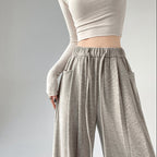 Women's High-Waist Knit Wide-Leg Trousers