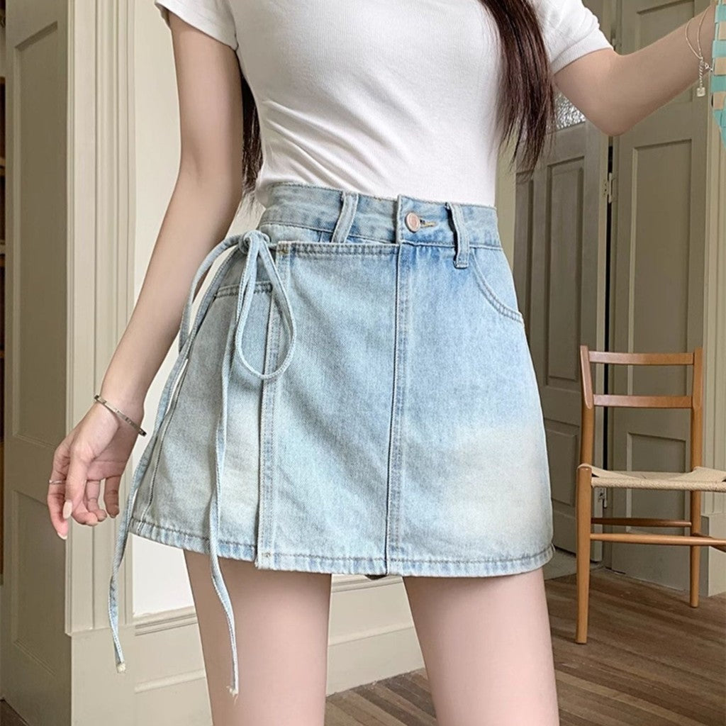 Women's High-Waist Bodycon Denim Mini Shorts