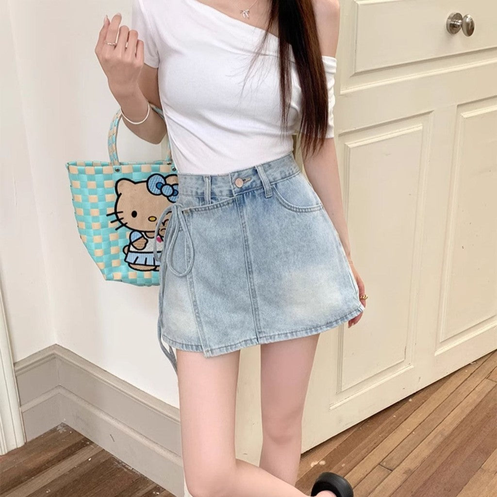 Women's High-Waist Bodycon Denim Mini Shorts
