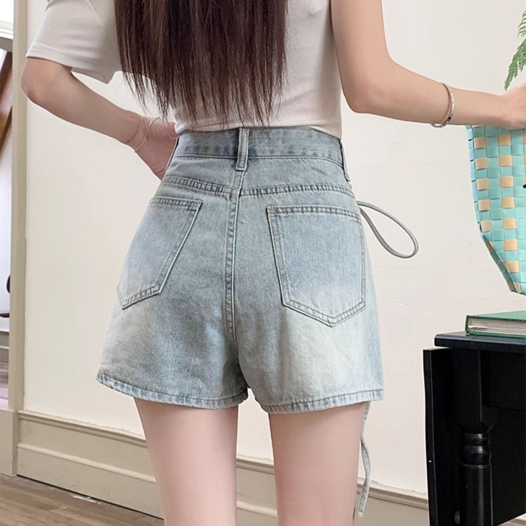 Women's High-Waist Bodycon Denim Mini Shorts