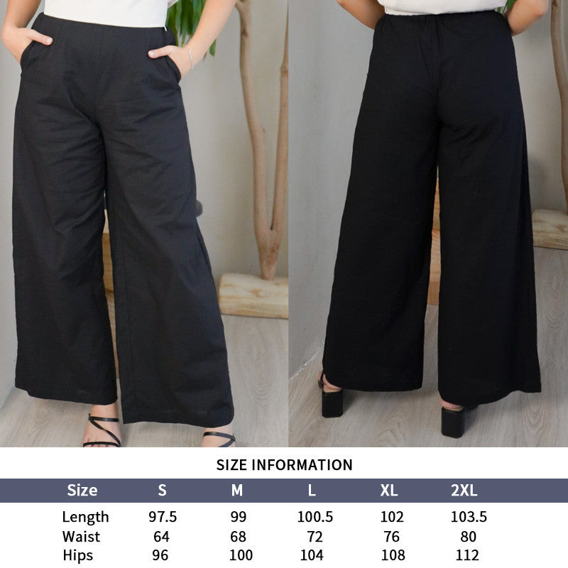 Women's Lined Elastic-Waist Trousers with Pockets
