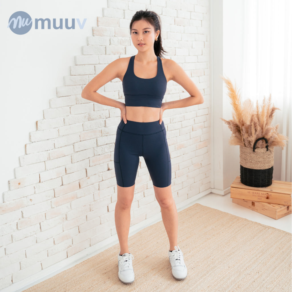 Muuv-Max Multi Pockets Training Tights (Navy/Brown/Green)