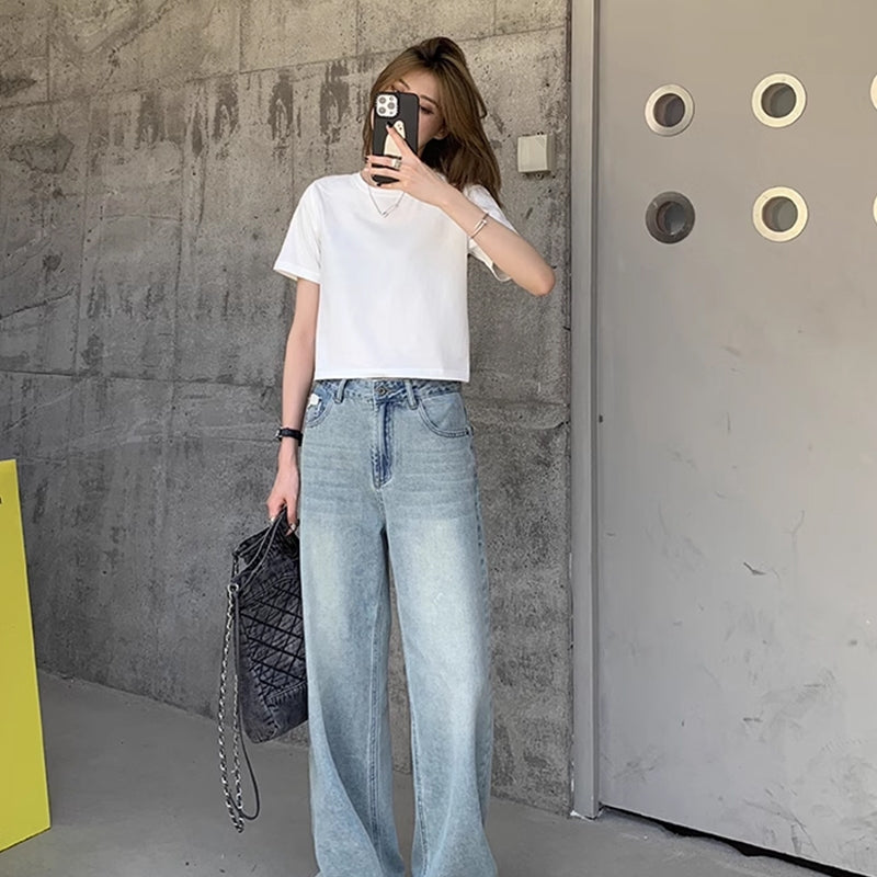 Women's Crew-Neck Cropped Cotton T-Shirt