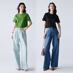 Women's Crew-Neck Cropped Cotton T-Shirt