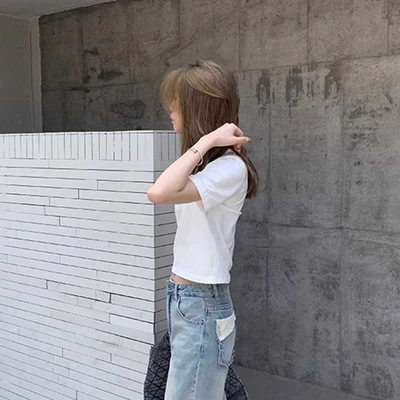 Women's Crew-Neck Cropped Cotton T-Shirt