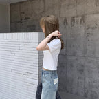 Women's Crew-Neck Cropped Cotton T-Shirt