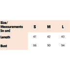 Size chart for Women's Sleeveless Cotton Camisole