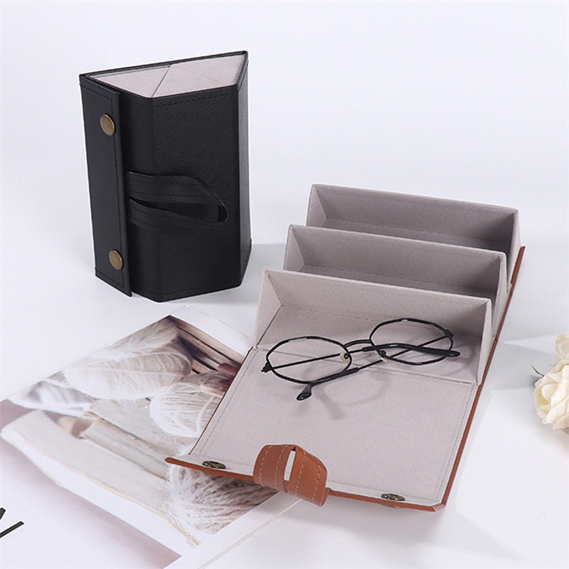 Portable Glasses Storage Box Foldable Glasses Organizer Sunglasses Eyeglasses Storage Containermulti-Slot Travel Glasses