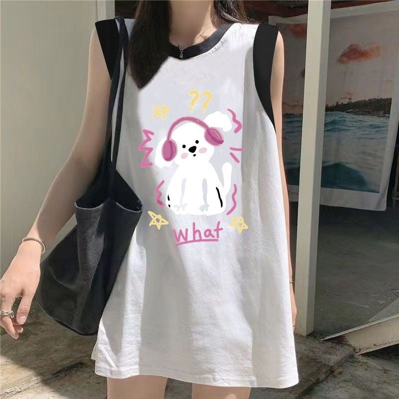 Women's Loose-Fit Printed Cotton Tank Top