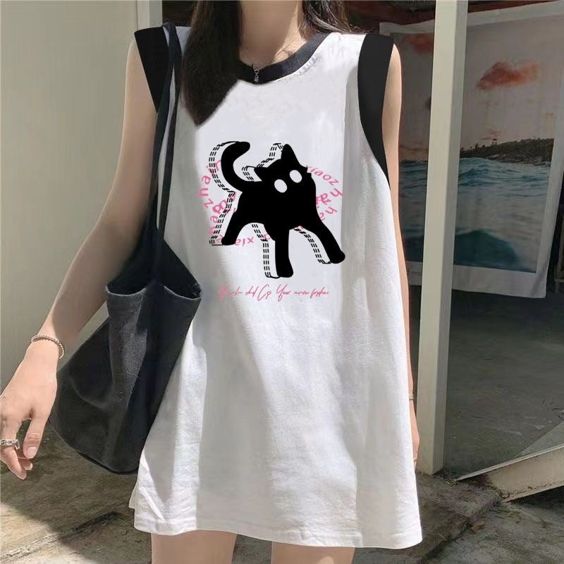Women's Loose-Fit Printed Cotton Tank Top