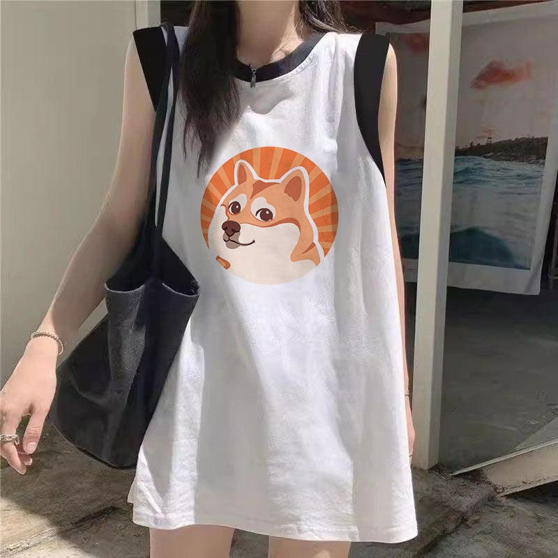 Women's Loose-Fit Printed Cotton Tank Top