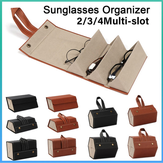 Portable Glasses Storage Box Foldable Glasses Organizer Sunglasses Eyeglasses Storage Containermulti-Slot Travel Glasses