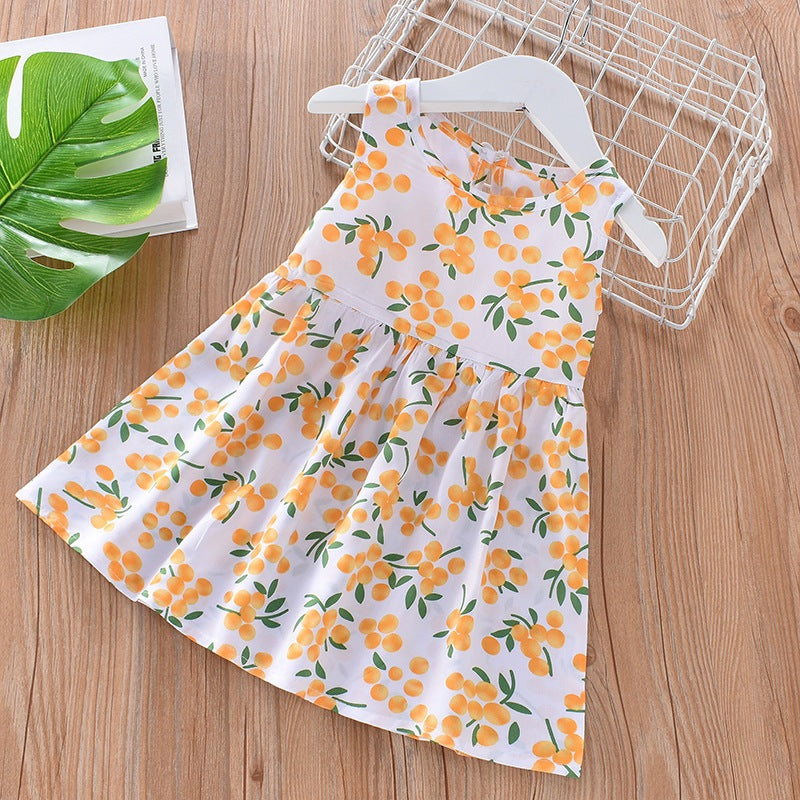 Sleeveless Strawberries Print Baby Dress