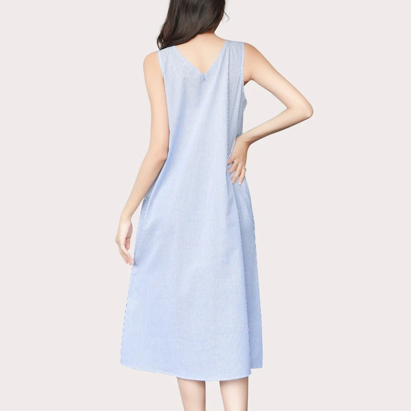 Women's V-Neck Sleeveless Midi Dress