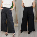 Women's Lined Elastic-Waist Trousers with Pockets