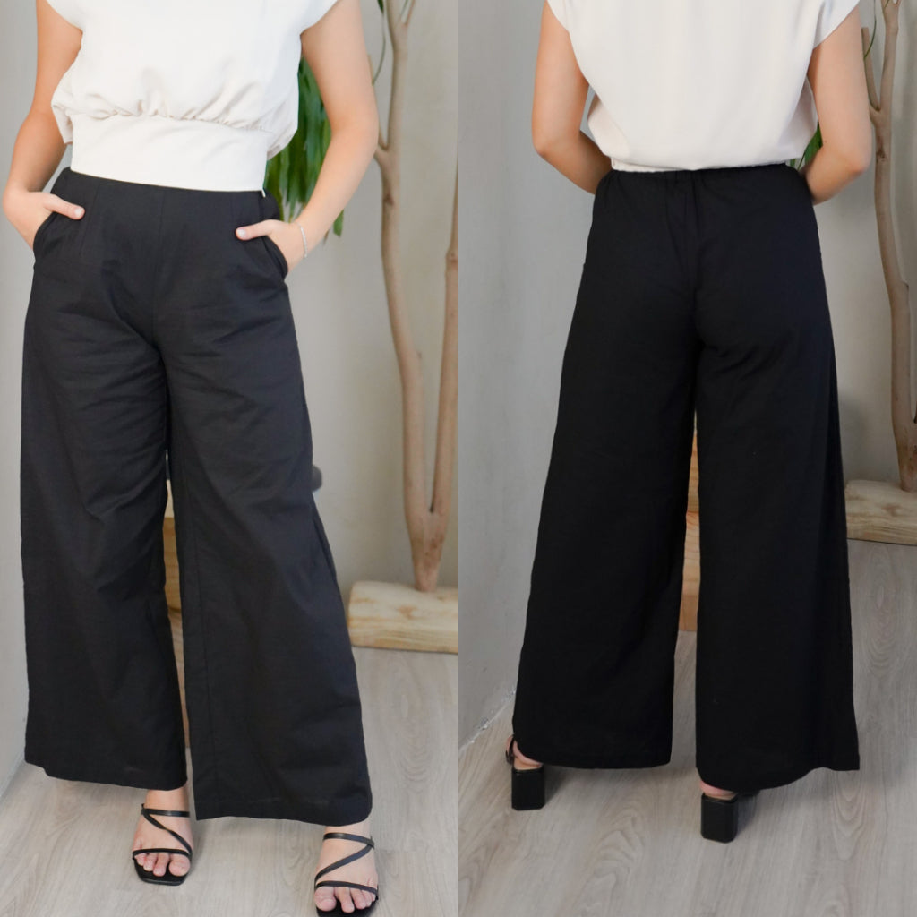 Women's Lined Elastic-Waist Trousers with Pockets
