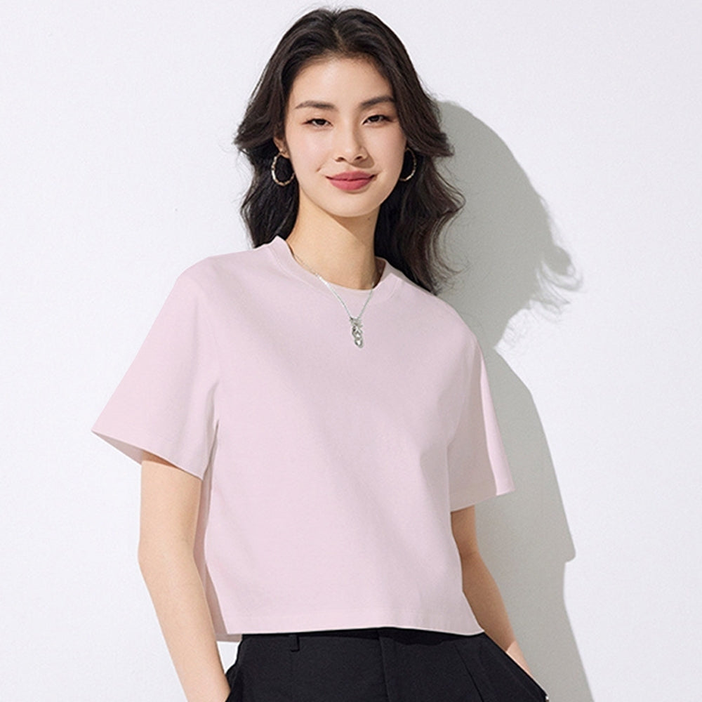 Women's Crew-Neck Cropped Cotton T-Shirt