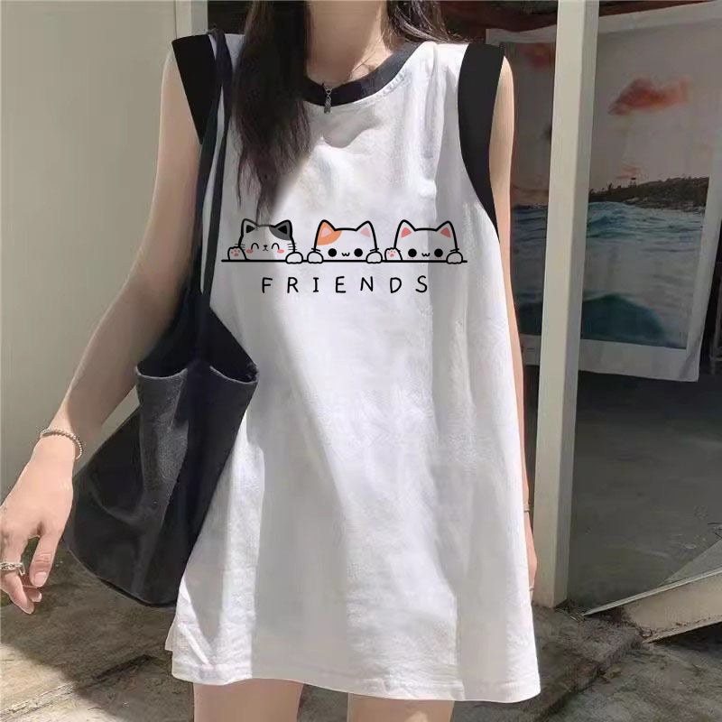Women's Loose-Fit Printed Cotton Tank Top