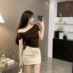 Women's Ruffled Off-Shoulder Crop Top