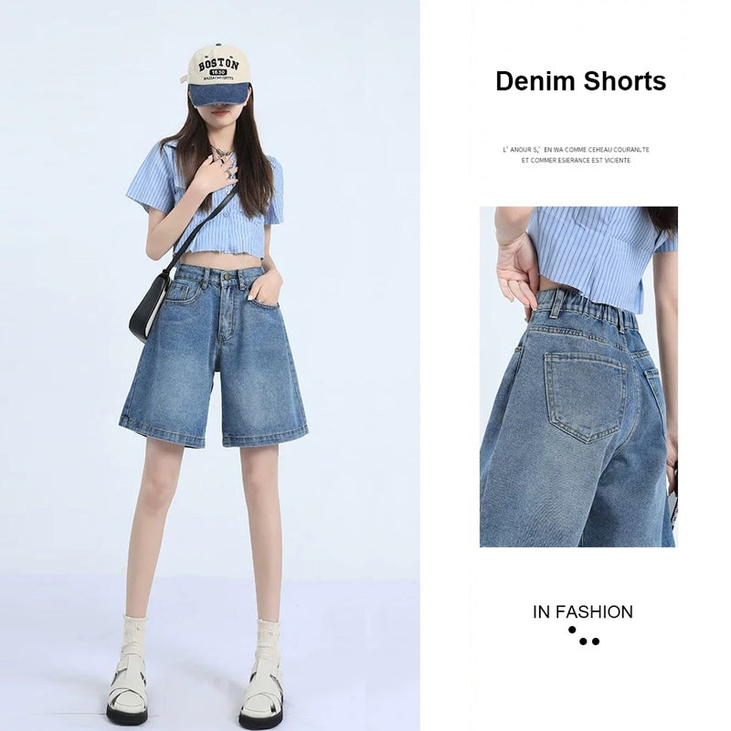Women's High-Waist Denim Shorts