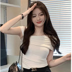 Women's Ruffled Off-Shoulder Crop Top