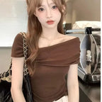 Women's Ruffled Off-Shoulder Crop Top