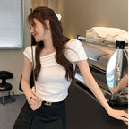 Women's Ruffled Off-Shoulder Crop Top